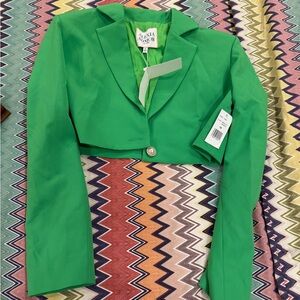 New ALEXIA ADMOR Green Women's Cropped Blazer Jacket Sz 10